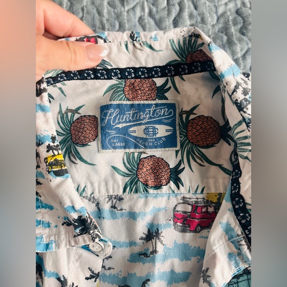 Huntington Beach Club designer vintage vibes beachy button down shirt - Picture 2 of 2